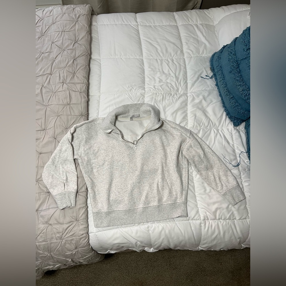 Athleta Soft White/grey Quarter Zip